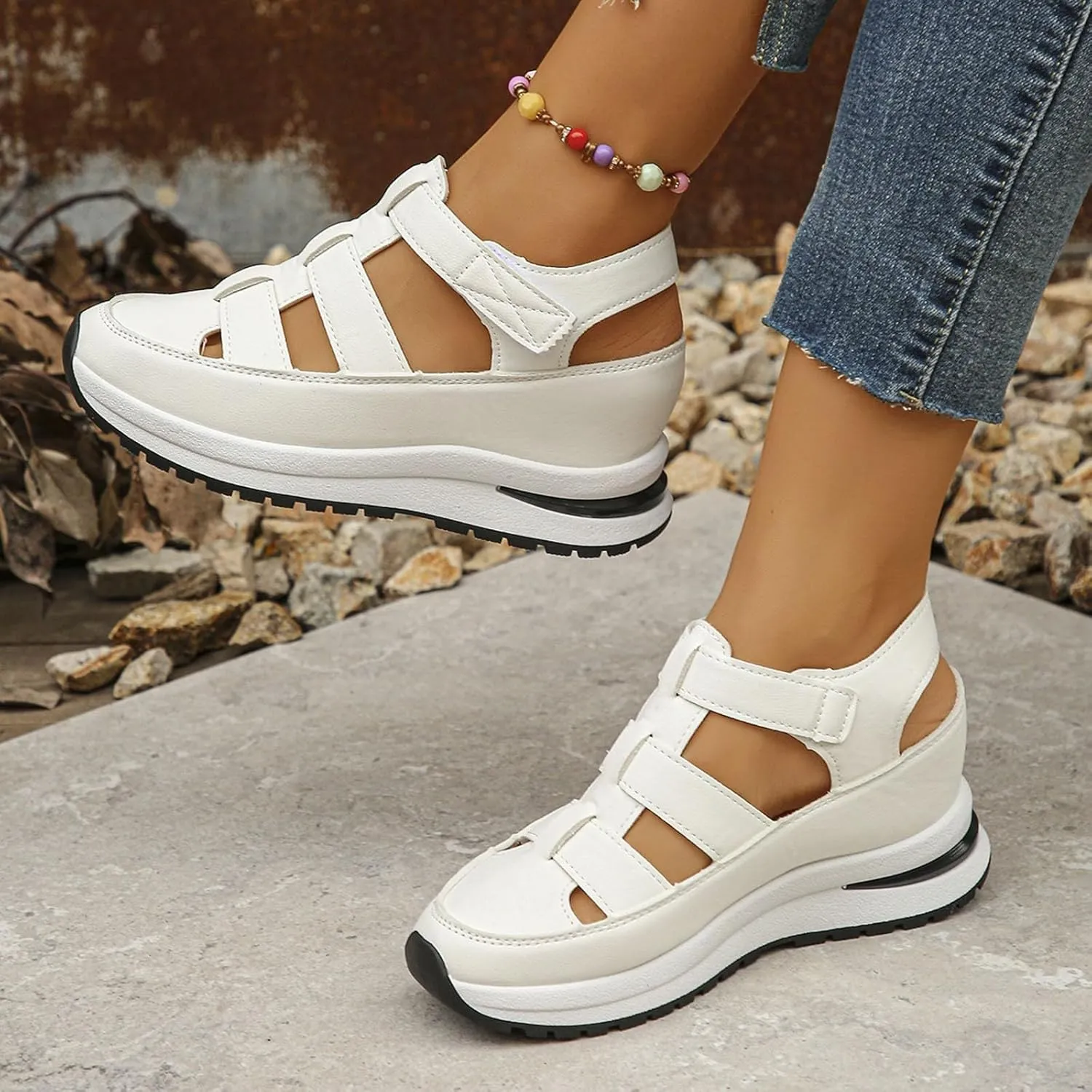 Platform Wedge Sandals for Women Hollow Out Breathable Sandal Closed Toe Sandals Casual Stylish Sandal 2025