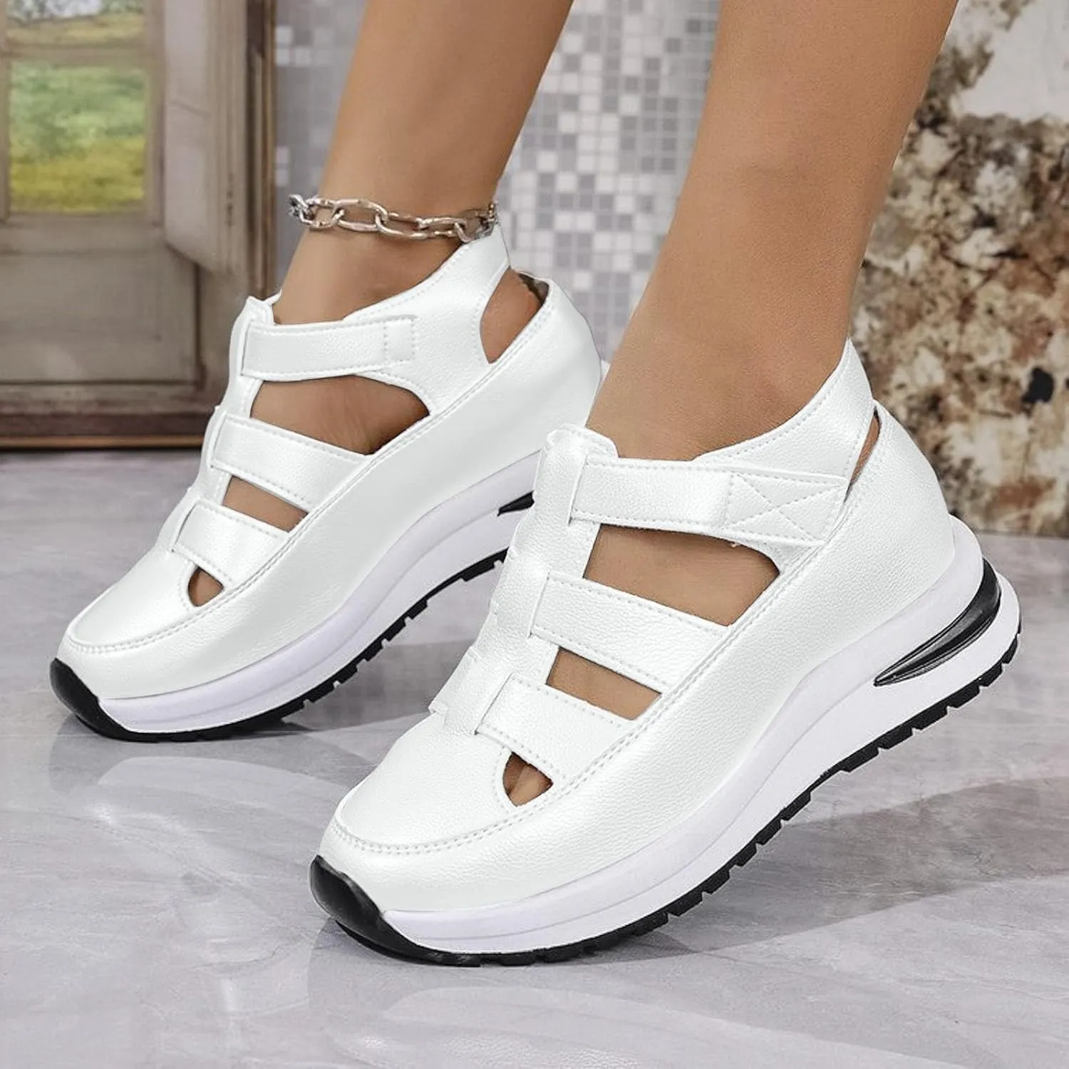 Platform Wedge Sandals for Women Hollow Out Breathable Sandal Closed Toe Sandals Casual Stylish Sandal 2025