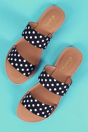 Qupid Printed Double Band Slide Flat Sandals