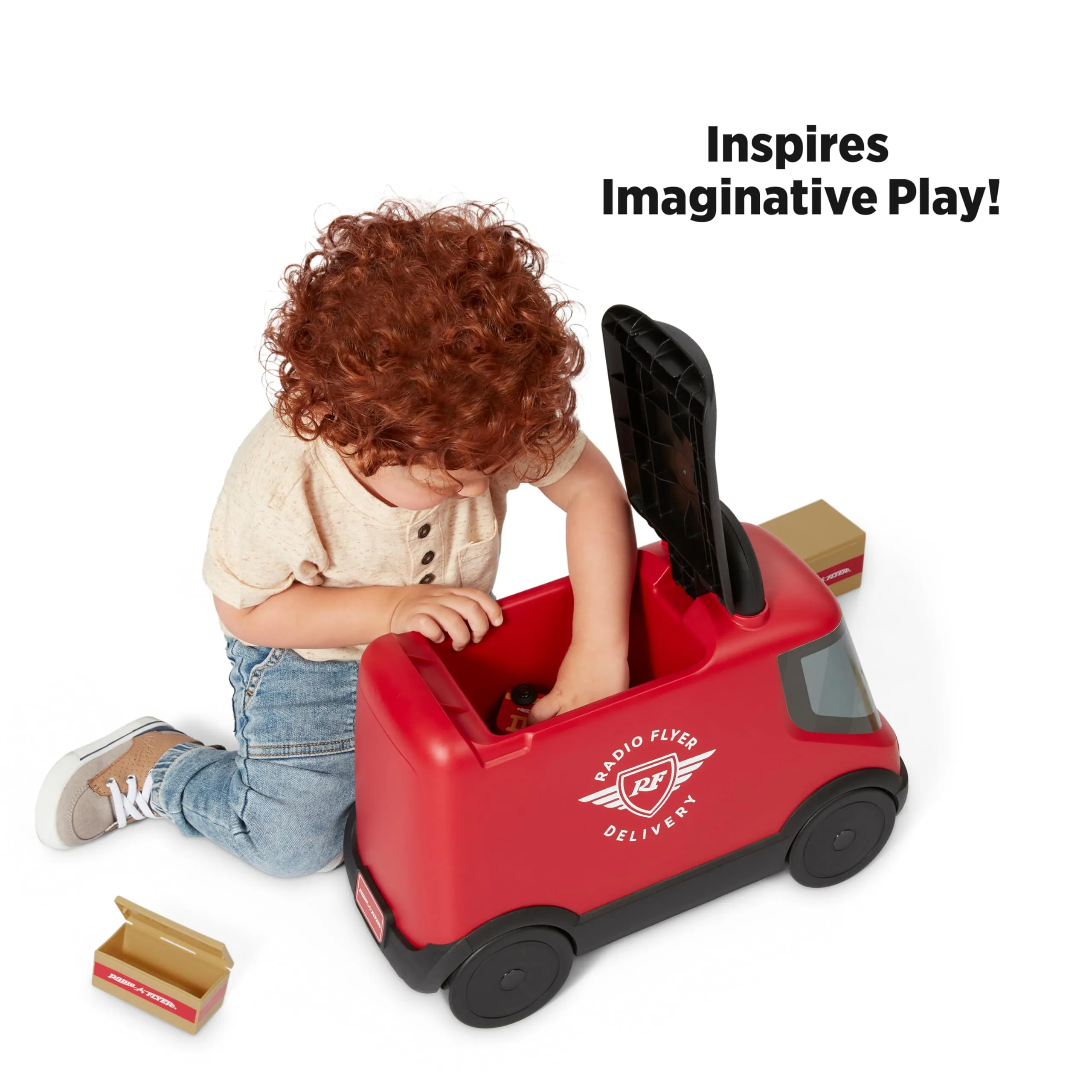 Radio Flyer Delivery Van Ride On Toy for Kids, Red Toddler Ride on Toy for Ages 2 