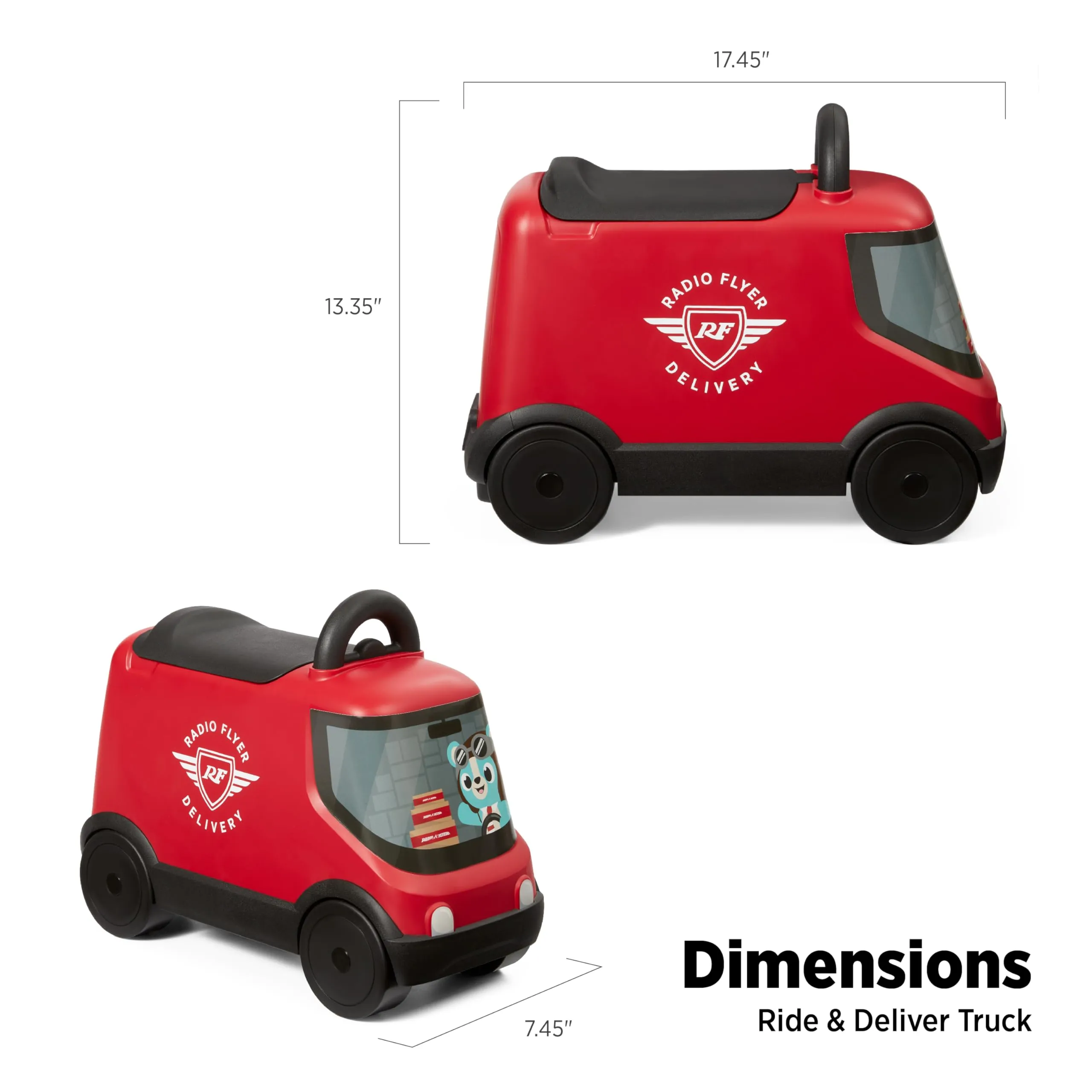 Radio Flyer Delivery Van Ride On Toy for Kids, Red Toddler Ride on Toy for Ages 2 