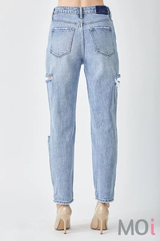 RISEN Distressed Slim Cropped Jeans
