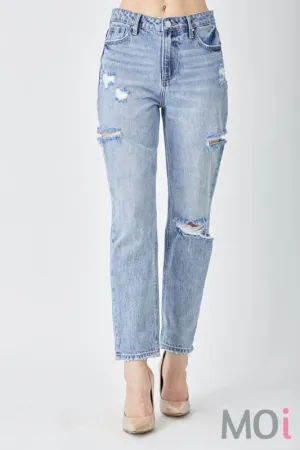 RISEN Distressed Slim Cropped Jeans
