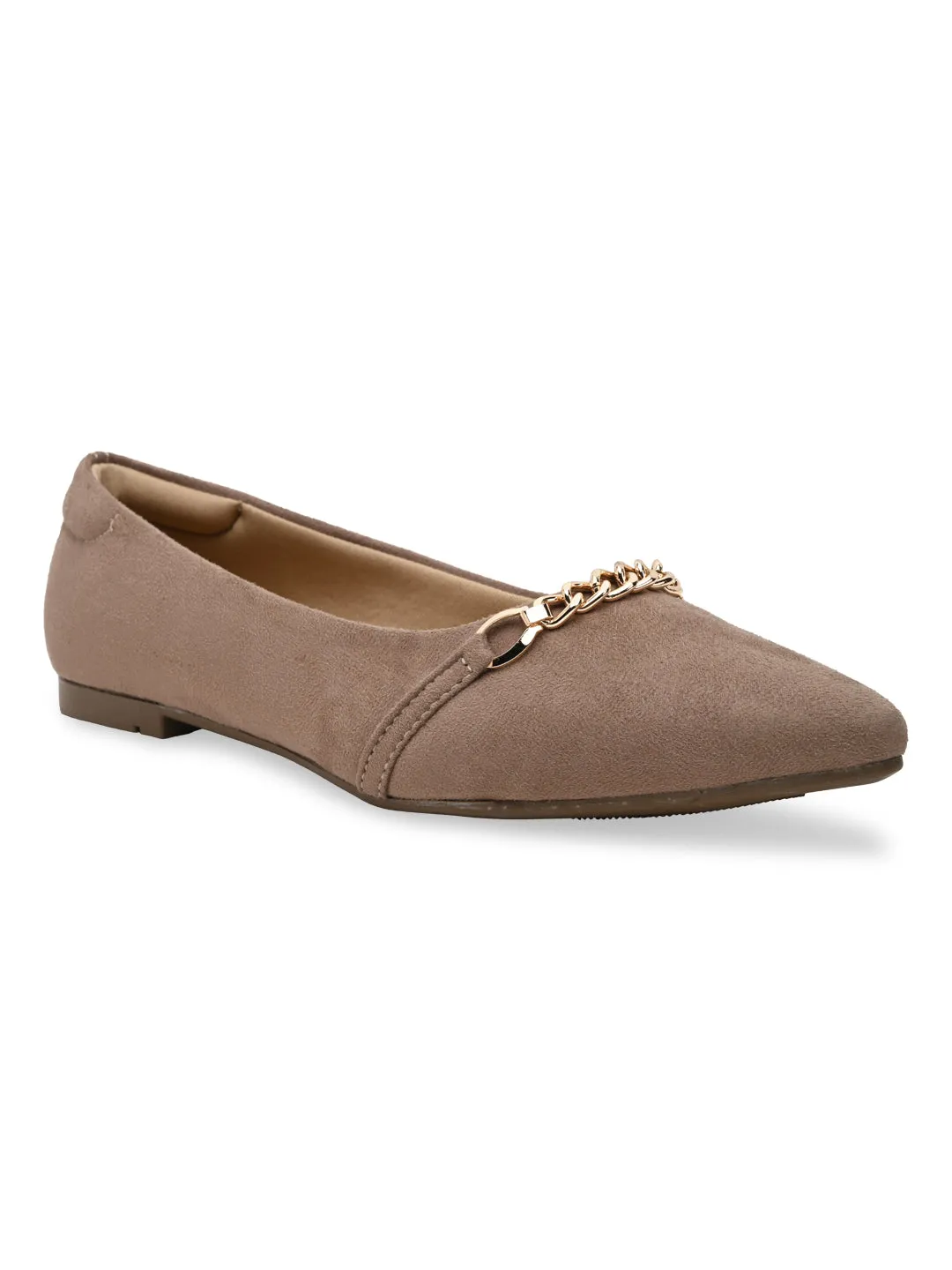 Rocia By Regal Chickoo Women Pointed Suede Ballerinas