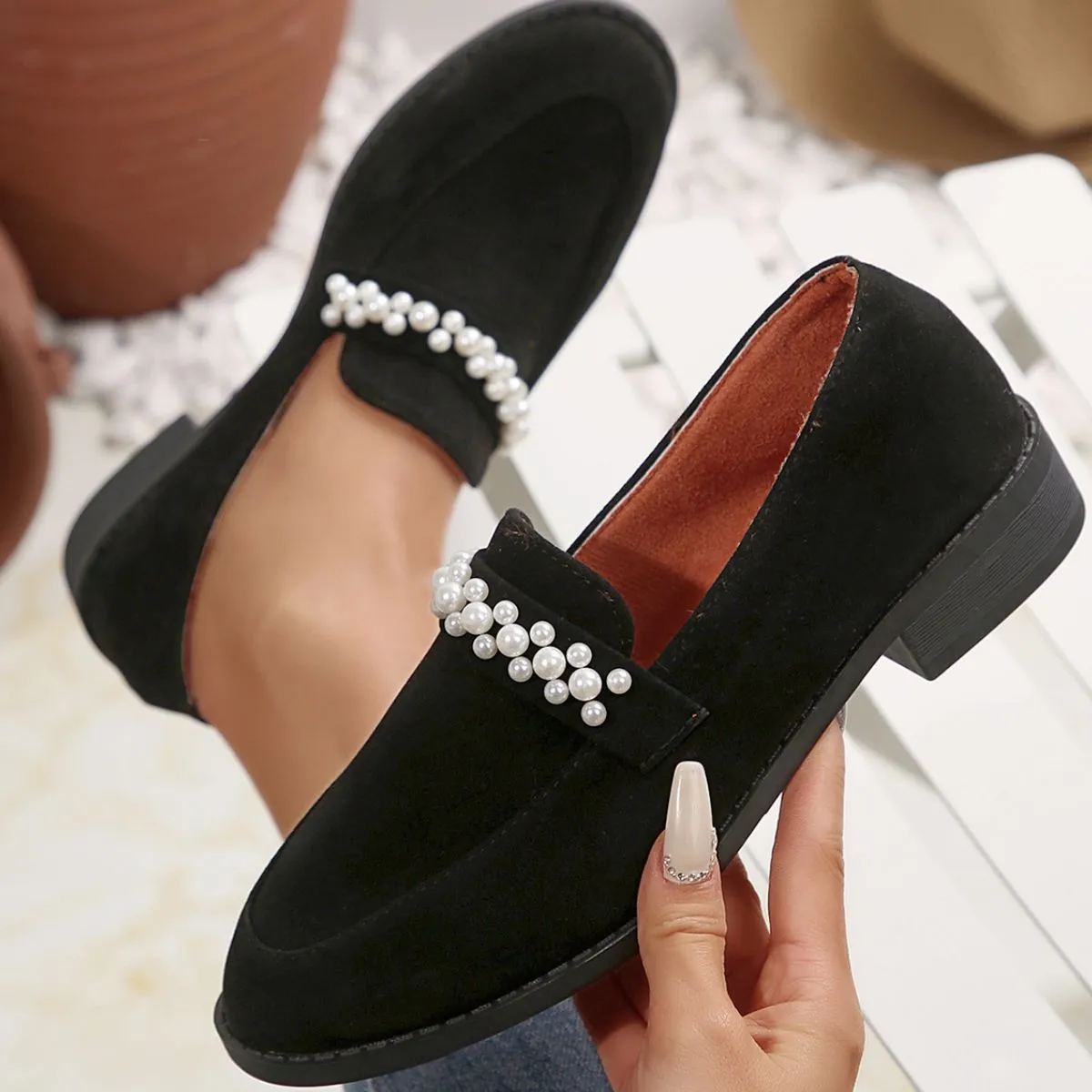 Round Toe Block Heels Loafers