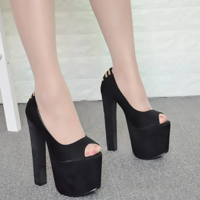 Straps Lace Up Peep Toe Platform Super High Heels Sandals