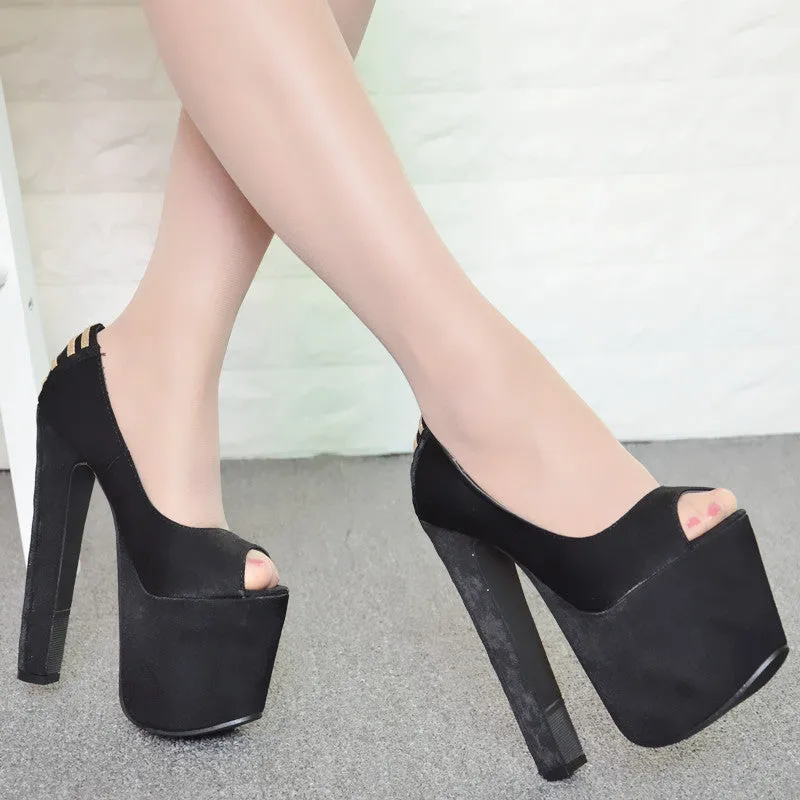 Straps Lace Up Peep Toe Platform Super High Heels Sandals