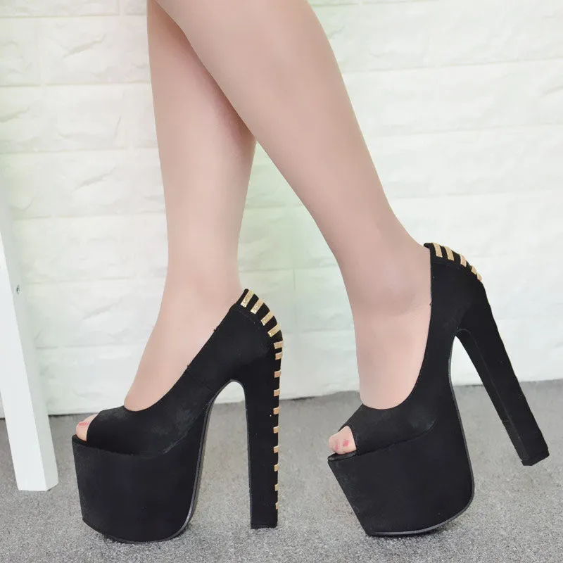 Straps Lace Up Peep Toe Platform Super High Heels Sandals
