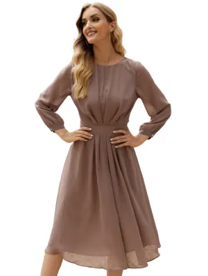 Summer Fashion Women Brown Chiffon Dress