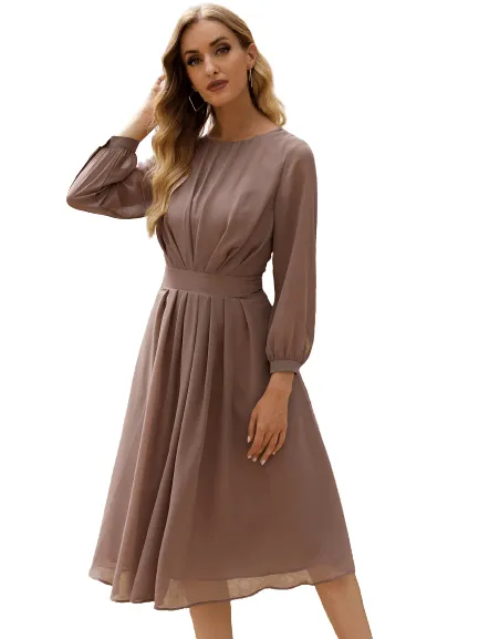 Summer Fashion Women Brown Chiffon Dress