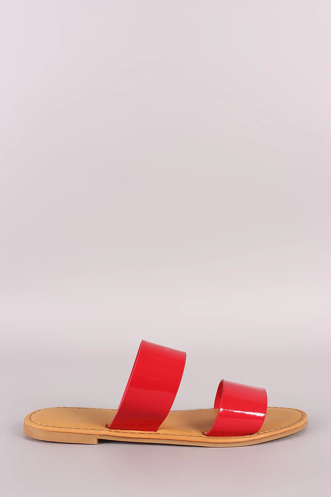 Sunny Feet Patent Double Band Slide Flat Sandals