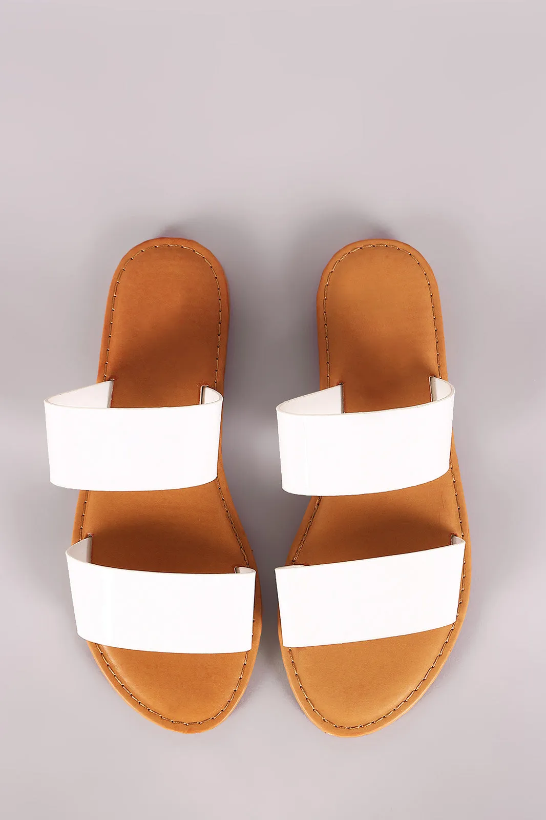 Sunny Feet Patent Double Band Slide Flat Sandals