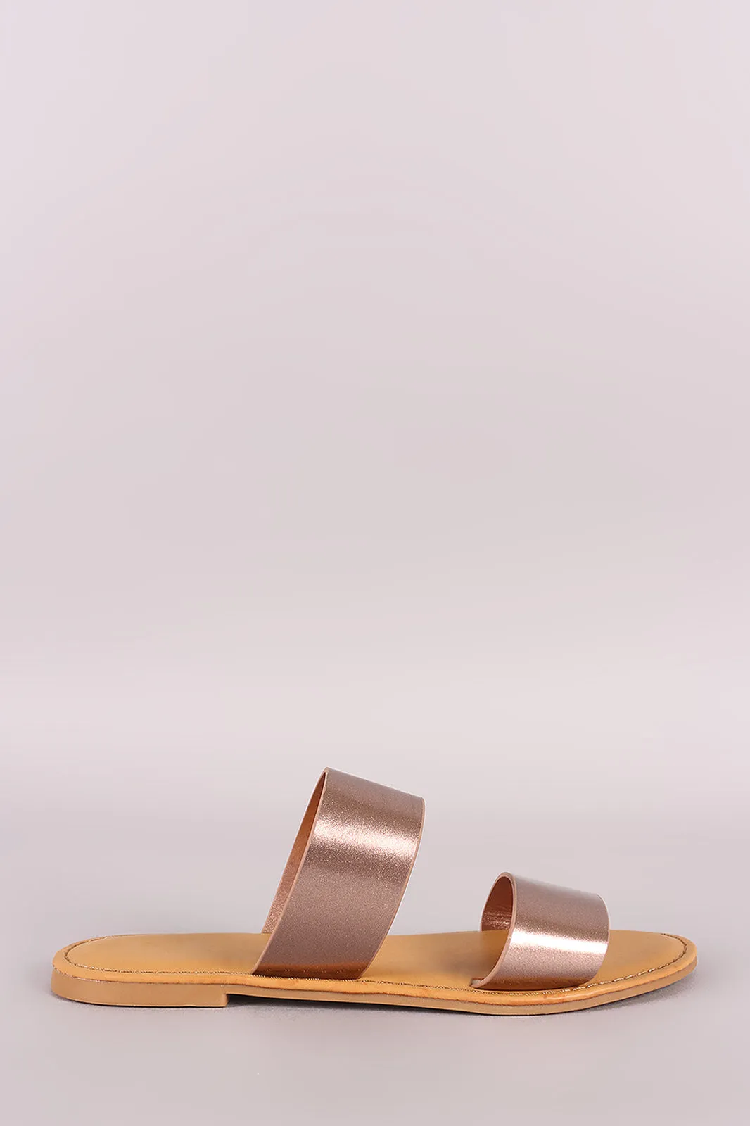 Sunny Feet Patent Double Band Slide Flat Sandals