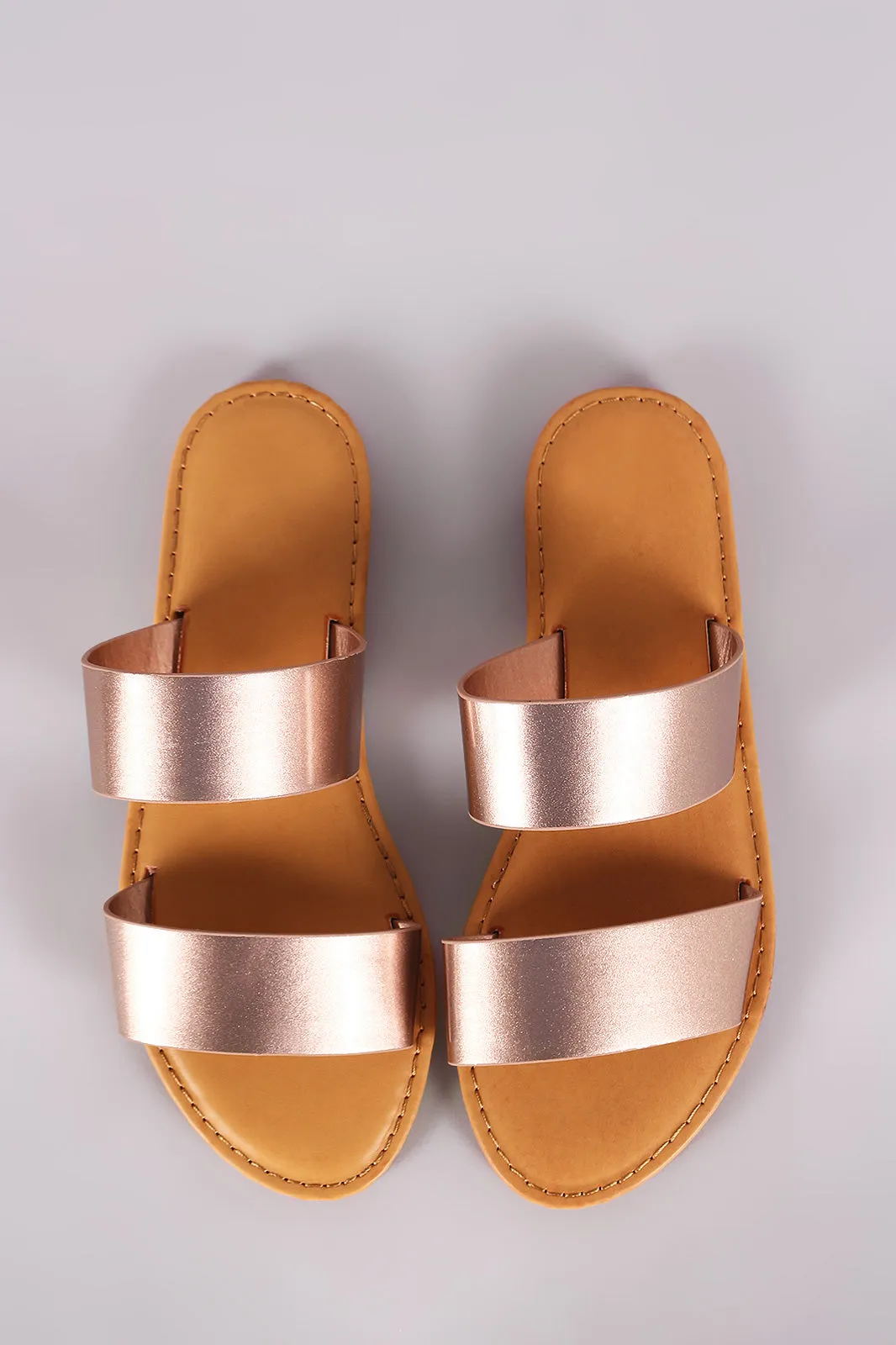 Sunny Feet Patent Double Band Slide Flat Sandals