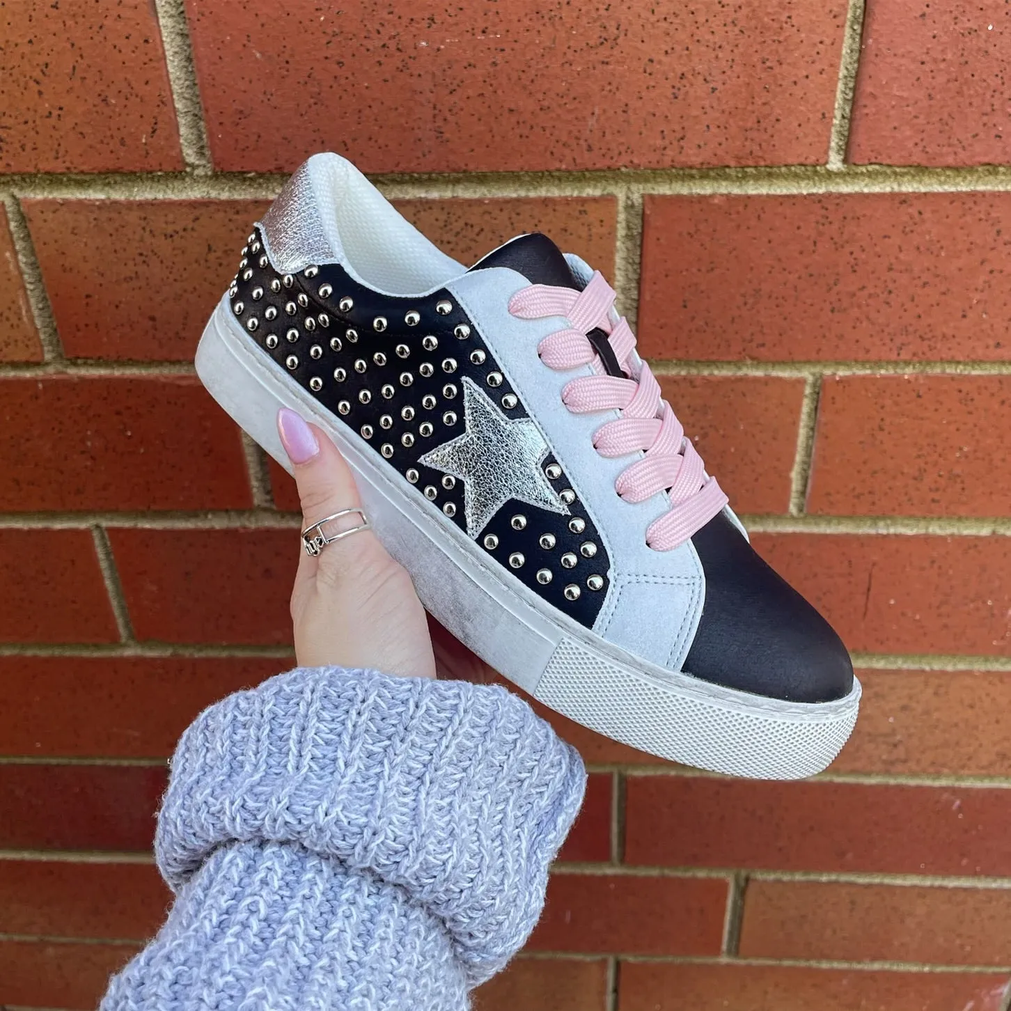 Supernova Black Studded Sneakers