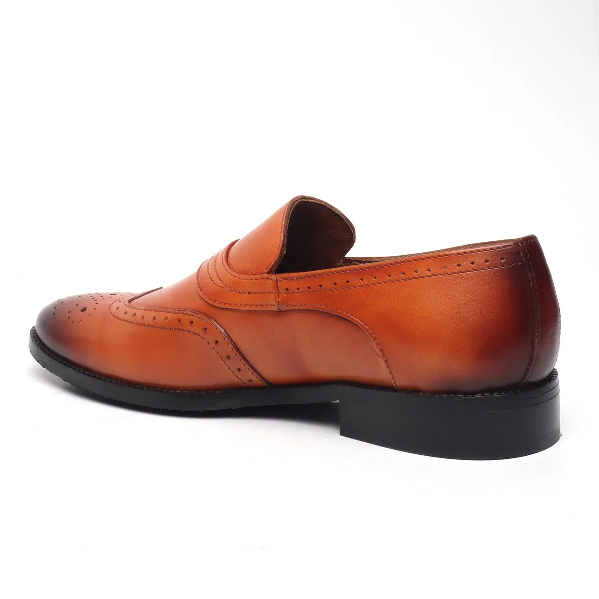 Tan Leather Sassy Slip-On Shoes For Men