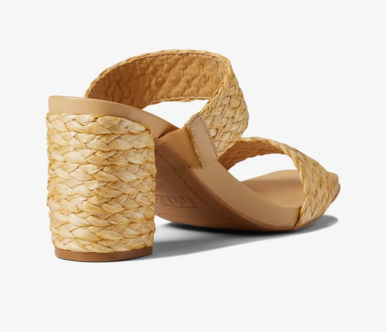 The Felecity Sandals: Wide Strap Slip On Straw Heeled Sandal