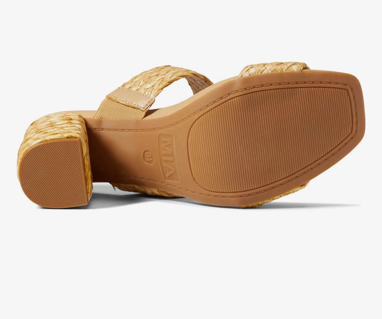 The Felecity Sandals: Wide Strap Slip On Straw Heeled Sandal
