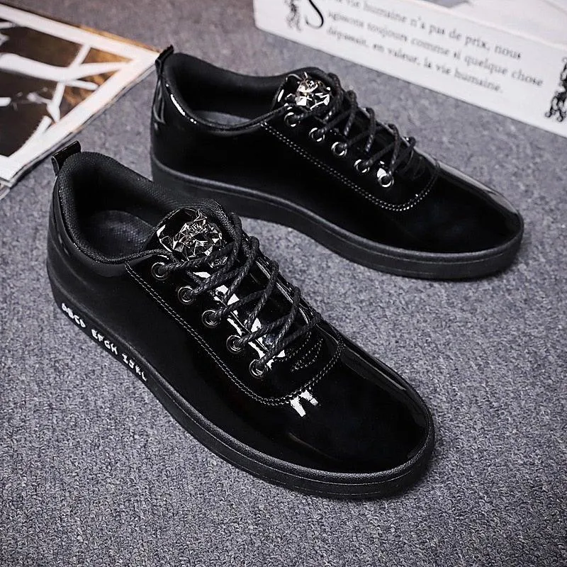 Unisex Off-Bound Alphabet Patent Leather Sneakers