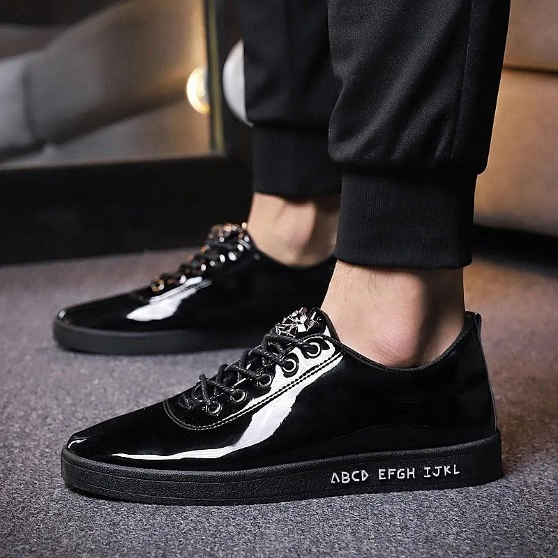 Unisex Off-Bound Alphabet Patent Leather Sneakers