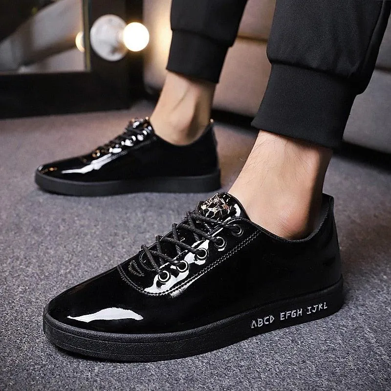 Unisex Off-Bound Alphabet Patent Leather Sneakers