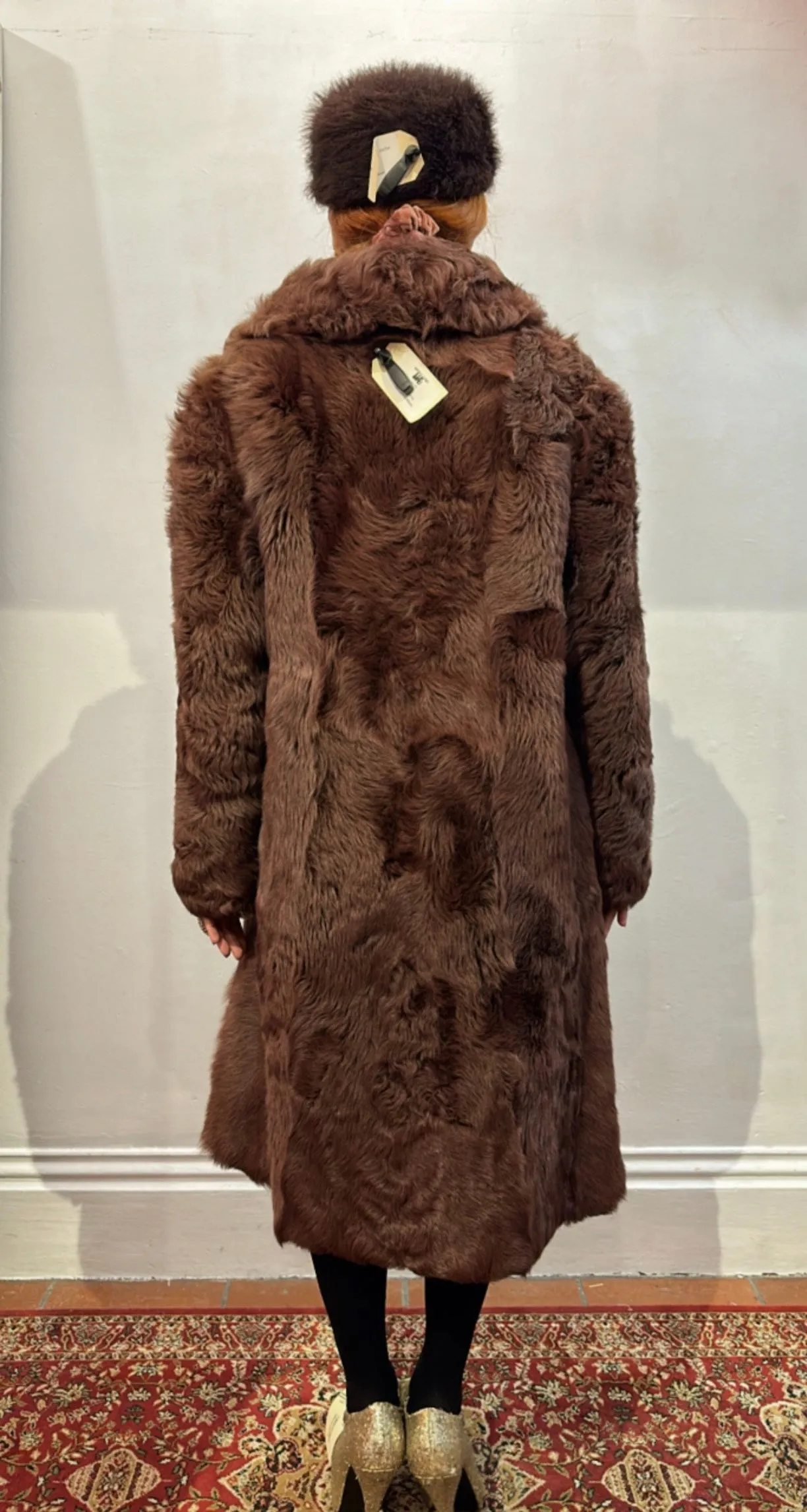 Vintage Brown Long Faux Fur Coat