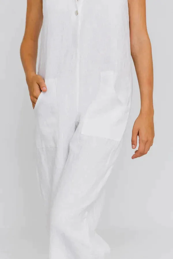 Women's linen jumpsuit beige natural - Ema