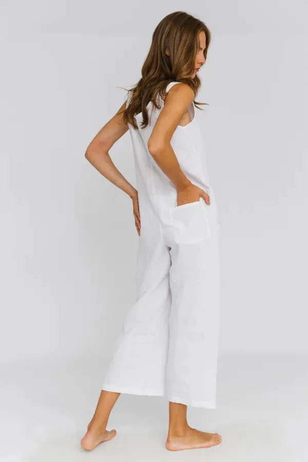 Women's linen jumpsuit beige natural - Ema