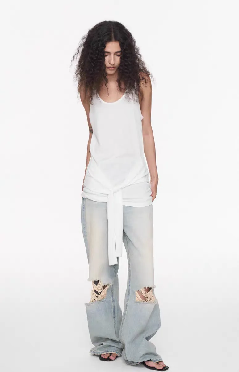 Women's Minimalist Tie-Front Tank Top