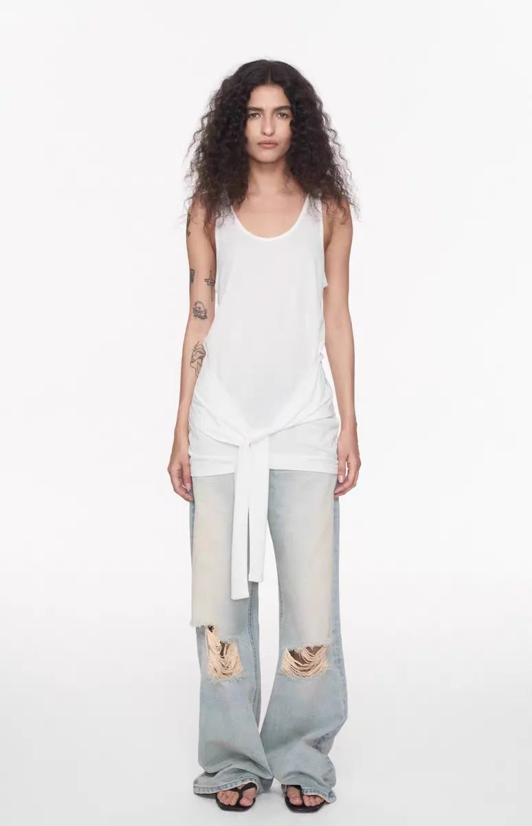 Women's Minimalist Tie-Front Tank Top