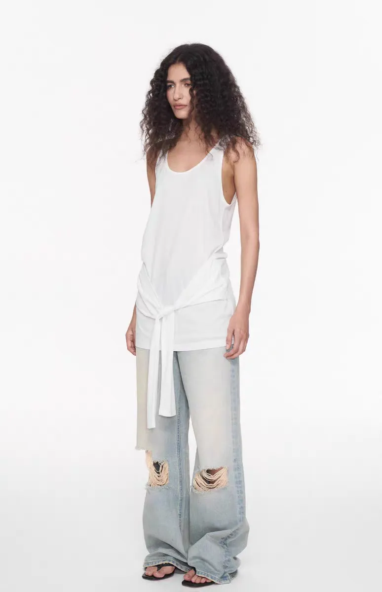 Women's Minimalist Tie-Front Tank Top