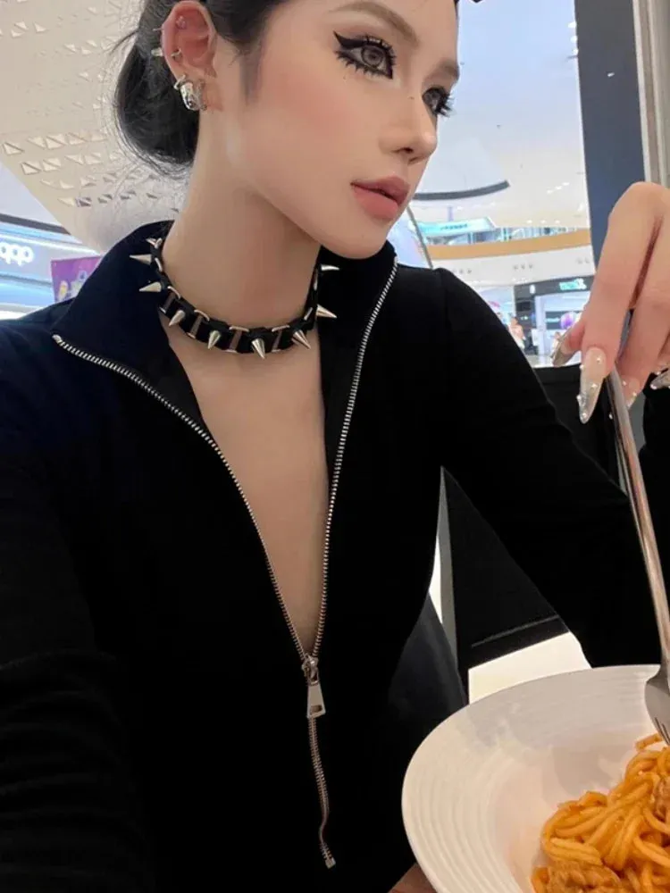 Y2K Streetwear Black Jumpsuit