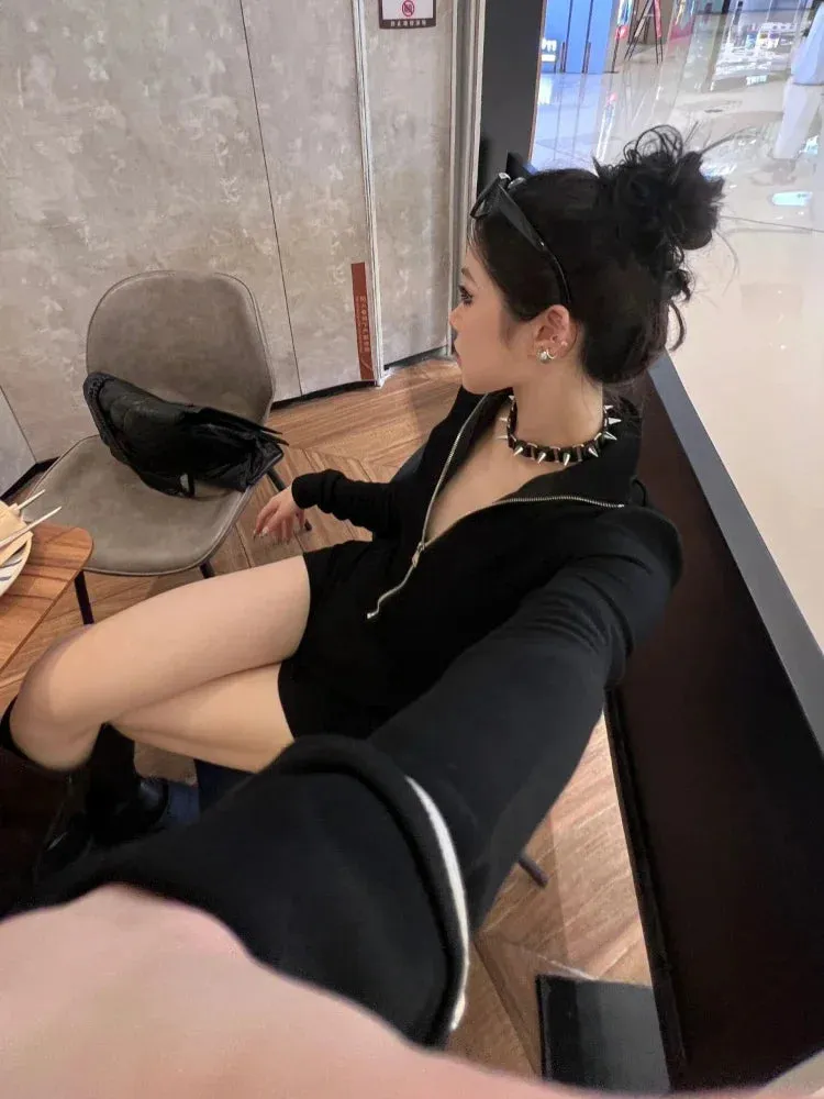 Y2K Streetwear Black Jumpsuit
