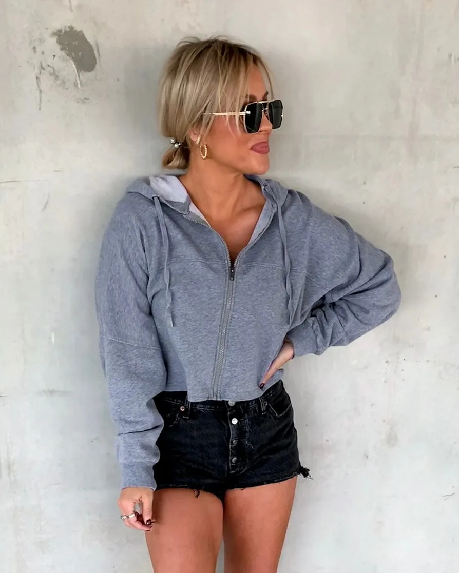 ZIPPED UP GREY HOODIE