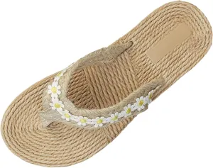 ZSpzx Summer Espadrilles Flip Flops for Women 2025 Open Toe Flower Dressy Sandal Ladies Comfortable Cushion Footbed Lightweight Slides Stylish Shoes for Wedding Bridal Beach Travel